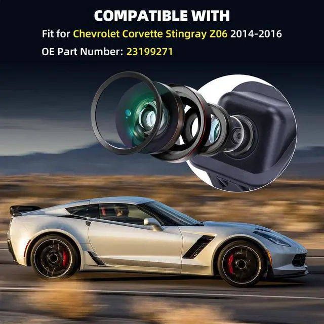 Alt view image 2 of 7 - Backup Camera Reversing Rearview Parking Assist Camera Fit for Chevrolet Corvette Stingray Z06 2014-2016 Replacement 23199271 22782124 GM196020 GM1960205C GM1960205D GM19650205DSC