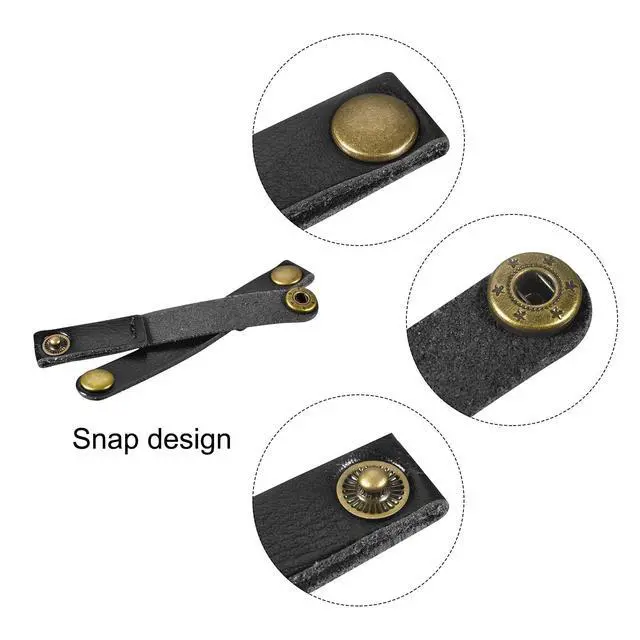 Alt view image 4 of 6 - Pack of 20 Leather Cable Straps Cable Ties, Cord Organizer, Portable Cable Management for USB Cables, Headphone Wires, Black/Golden