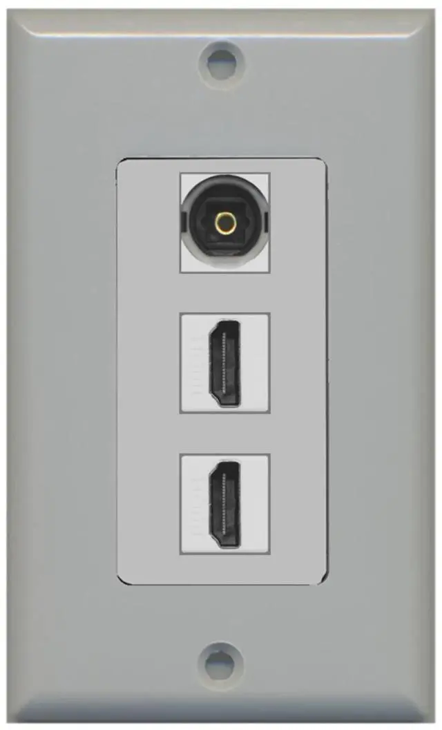 Main image of 2 Port HDMI 1 Toslink Decorative Wall Plate - Gray