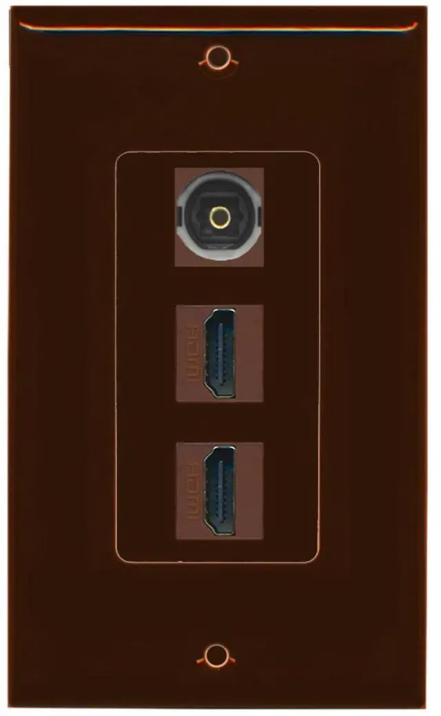 Main image of 2 Port HDMI 1 Toslink Decorative Wall Plate - Brown