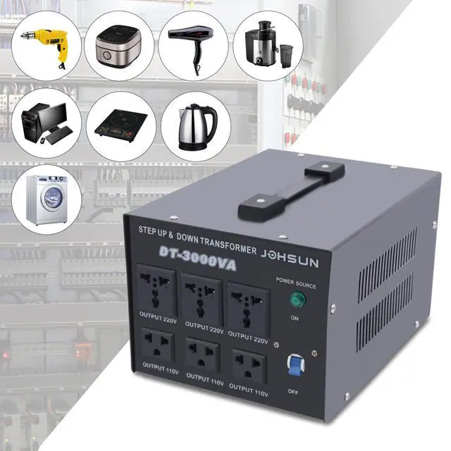 Alt view image 2 of 7 - Step UP/Down Transformer 220v to 110v, 3000W Voltage Converter 220 to 110 120v to 240V Heavy Duty Power Transformer Automatic Voltage Regulator Stabilizer Circuit Breaker Protection