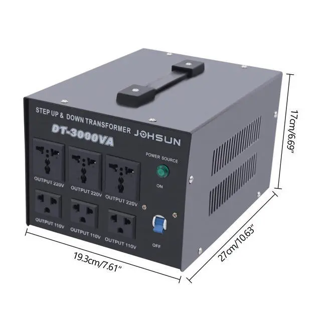 Alt view image 4 of 7 - Step UP/Down Transformer 220v to 110v, 3000W Voltage Converter 220 to 110 120v to 240V Heavy Duty Power Transformer Automatic Voltage Regulator Stabilizer Circuit Breaker Protection