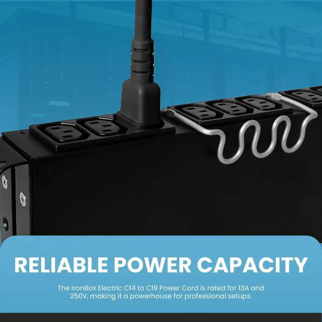 Alt view image 4 of 7 - IronBox Electric C14 to C19 Power Cords - 13A, 250V, 16/3 AWG SJT - UL Listed Power Supply Cable - Heavy Duty Power Cord Extension for Computer, Monitor, PDU, Desktop, Audio and More (10 ft, Black)