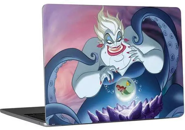Main image of Decal Laptop Skin Compatible with MacBook Air 13in M4 (2025) - Officially Licensed Disney Villains Ursula Ariel and Flounder Design