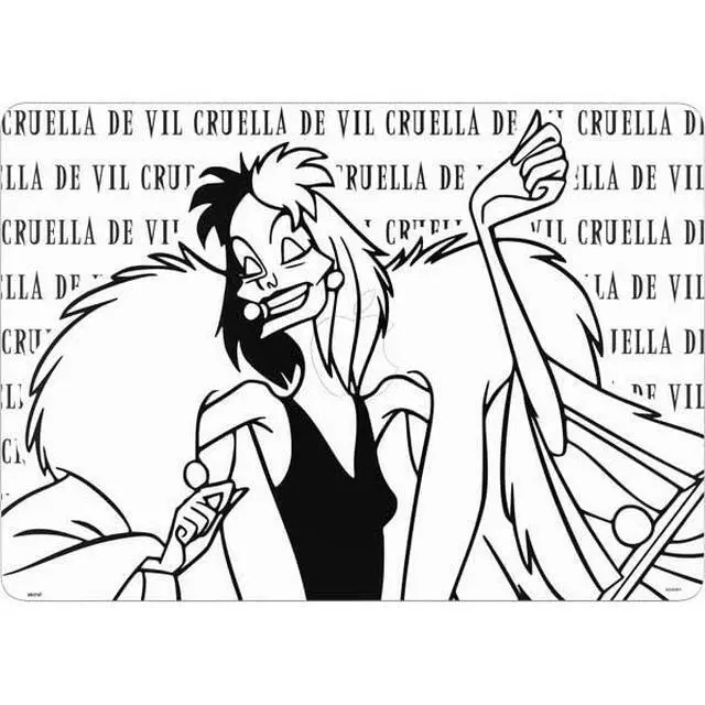 Alt view image 2 of 4 - Decal Laptop Skin Compatible with MacBook Air 13in M4 (2025) - Officially Licensed Disney Villains Cruella de Vil Black and White Design