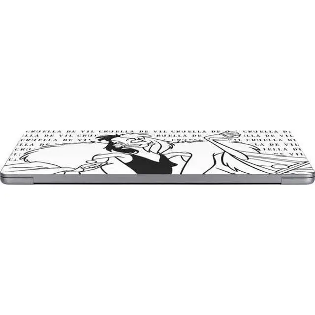 Alt view image 3 of 4 - Decal Laptop Skin Compatible with MacBook Air 13in M4 (2025) - Officially Licensed Disney Villains Cruella de Vil Black and White Design