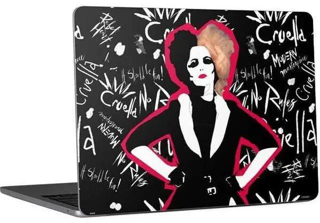 Main image of Decal Laptop Skin Compatible with MacBook Air 13in M4 (2025) - Officially Licensed Disney Cruella (2021) Animated Pattern Design