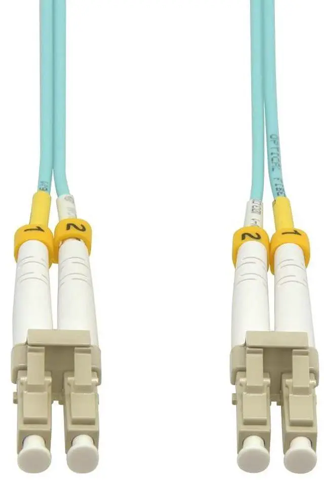 Main image of LC/UPC- LC/UPC OM4 Multimode Duplex 50/125 10Gb Aqua Fiber Optic Patch Cable (10 Meter, 1-Piece)