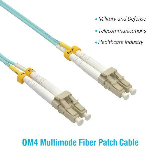 Alt view image 3 of 6 - LC/UPC- LC/UPC OM4 Multimode Duplex 50/125 10Gb Aqua Fiber Optic Patch Cable (10 Meter, 1-Piece)