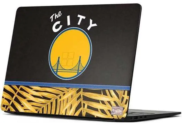 Main image of Decal Laptop Skin Compatible with Surface Laptop 7 15in - Officially Licensed NBA Golden State Warriors Retro Palms Design