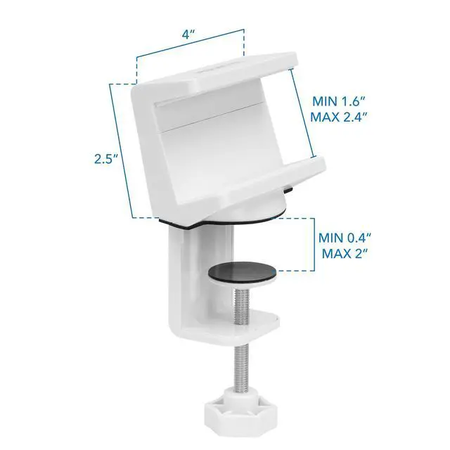 Alt view image 3 of 7 - Desk Clamp Power Strip, 3 Outlets & 3 USB Ports, White | Surge-protected clamp mount fits desks 0.4-2" thick, built-in cable management for standing desks & home offices