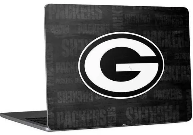 Main image of Decal Laptop Skin Compatible with MacBook Air 13in M4 (2025) - Officially Licensed NFL Green Bay Packers Black & White Design
