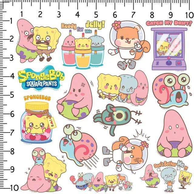Alt view image 2 of 6 - Spongebob Squarepants Chibi 100 Vinyl Stickers Waterproof Die-Cut Decals