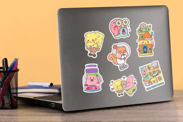 Alt view image 5 of 6 - Spongebob Squarepants Chibi 100 Vinyl Stickers Waterproof Die-Cut Decals