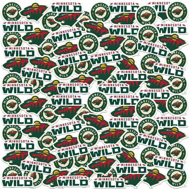 Main image of NHL Minnesota Wild Logo 100 Vinyl Stickers Waterproof Die-Cut Decals Laptop