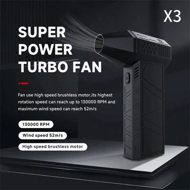 Alt view image 4 of 6 - Powerful Turbo Fan,High-Speed 130,000 RPM,3 Adjustable Speed Type-C Rechargeable Clear for Car, Computer, Keyboard, Lens