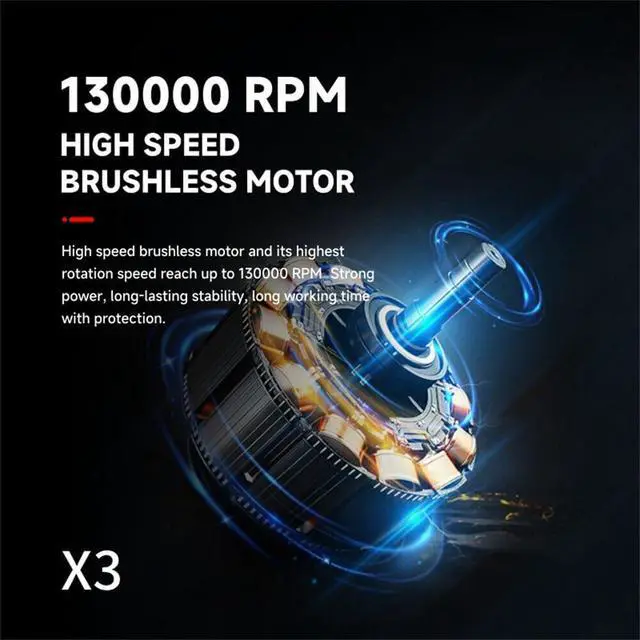 Alt view image 5 of 6 - Powerful Turbo Fan,High-Speed 130,000 RPM,3 Adjustable Speed Type-C Rechargeable Clear for Car, Computer, Keyboard, Lens