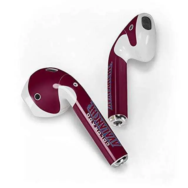 Alt view image 2 of 3 - Decal Audio Skin Compatible with Apple AirPods 2 - Officially Licensed NHL Colorado Avalanche Distressed Design