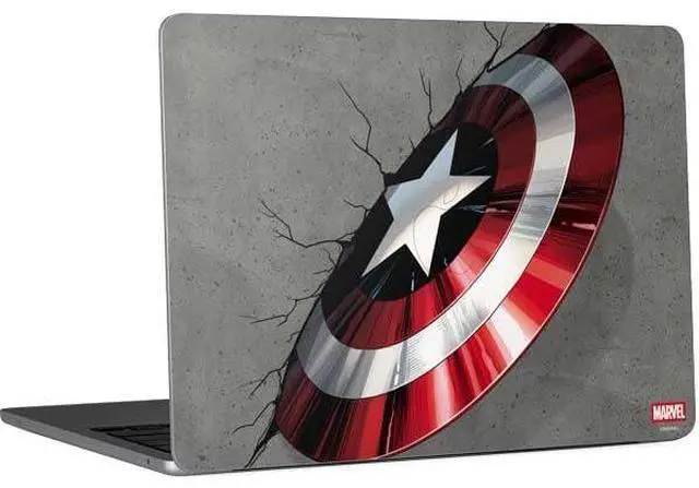 Main image of Decal Laptop Skin Compatible with MacBook Air 13in M4 (2025) - Officially Licensed Marvel Captain America Shield Break Design