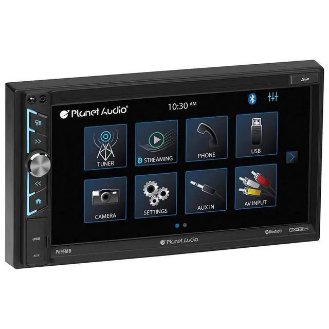 Alt view image 4 of 4 - P695MB Multimedia Car Stereo - A-Link (Screen Mirroring), Bluetooth Audio and Calling, 6.95 Inch LCD Touchscreen, Double Din, USB, Micro SD, Aux Input, AM/FM Radio Receiver, No CD/DVD