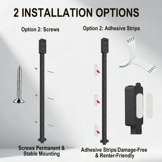 Alt view image 4 of 6 - Outlet Extender Stick, 2 AC & USB-C Ports, Adjustable Length | 9"-36" adjustable length, flame-retardant PC-ABS build, fits behind sofa, nightstand, desk, renter-friendly no-drill mount