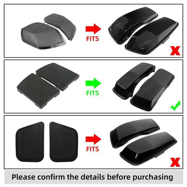Alt view image 2 of 7 - 6X9 Saddlebag Speaker Lids Grills Covers Fit for Harley 1993-2013 | Black ABS Motorcycle Speaker Grille Cutout Lid. Fit for Harley Touring Road King Road Glide Street Glide Electra Glide