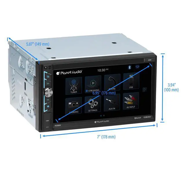 Alt view image 3 of 4 - P695MB Multimedia Car Stereo - A-Link (Screen Mirroring), Bluetooth Audio and Calling, 6.95 Inch LCD Touchscreen, Double Din, USB, Micro SD, Aux Input, AM/FM Radio Receiver, No CD/DVD