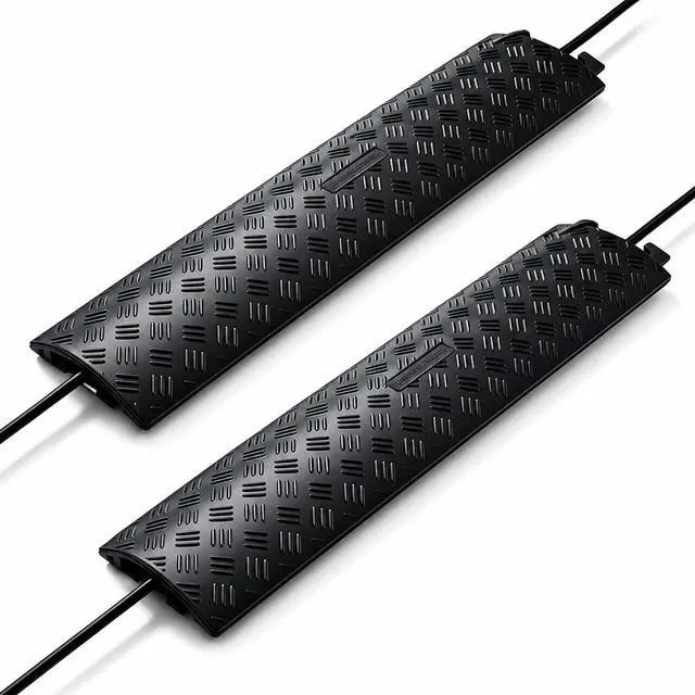 Main image of 2 Pack Cable Cover L:38" xW:11" Heavy Duty 20,000LBS Black | 38"x11"x1.5" Heavy-duty holds 20,000lbs Drop-over design/Indoor Black, durable & low-profile