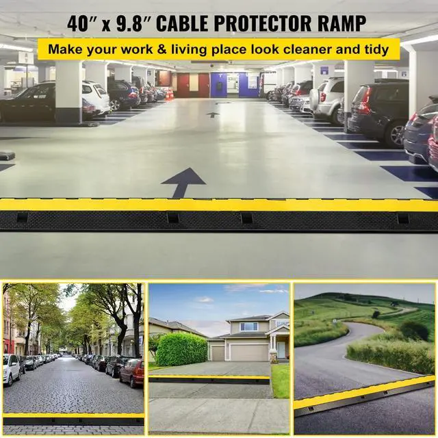 Alt view image 2 of 7 - 1 Pack of 3-Channel Rubber Cable Protector Ramps Heavy Duty 44000Lbs Load Capacity Cable Wire Cord Cover Ramp Speed Bump Driveway Hose Cable Ramp Protective Cover
