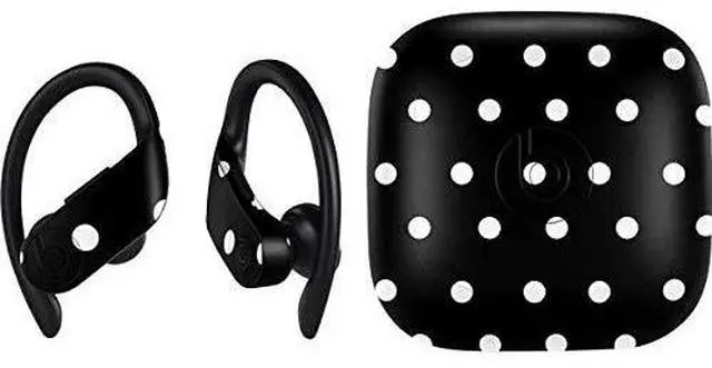 Main image of Decal Audio Skin Compatible with PowerBeats Pro - Black and White Polka Dots Design