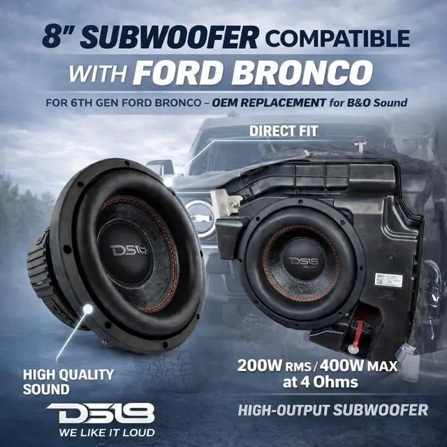 Alt view image 2 of 7 - SLC8S 8 200W RMS Subwoofer for 6th Gen Ford Bronco B&O System OEM Replacement Car Subwoofer, 4 Ohm, 35Hz Deep Bass, Easy Factory Fit