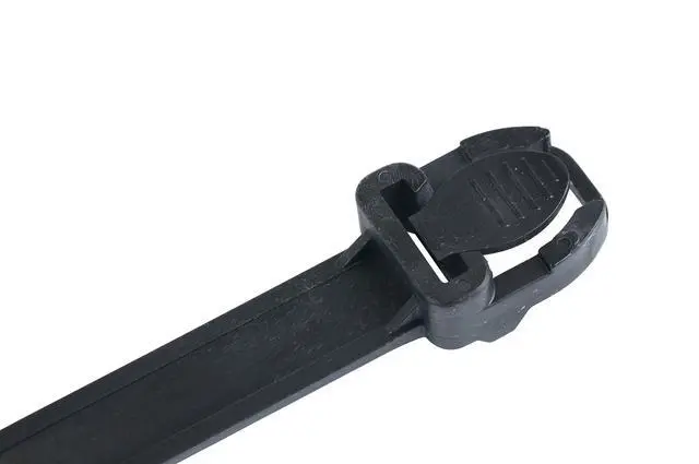 Alt view image 2 of 3 - 47-115UVB Releasable Cable Tie, 15 inch, 175 lb, Electrical Wire and Cord Management, Nylon Zip Tie, 4 Pk, UV Resistant Black