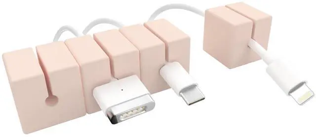 Main image of Cable Blocks 4 Pack | Pink | Magnetic Weighted Silicone Cord Organizer for Desk, Home, Office, Nightstand | Flexible and Tangle-Free Cable Management