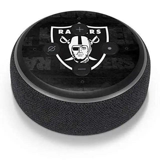 Main image of Decal Audio Skin Compatible with Amazon Echo Dot 3 - Officially Licensed NFL Las Vegas Raiders Black & White Design