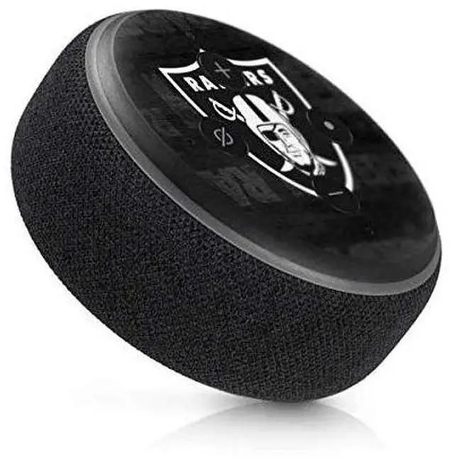 Alt view image 2 of 4 - Decal Audio Skin Compatible with Amazon Echo Dot 3 - Officially Licensed NFL Las Vegas Raiders Black & White Design