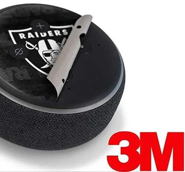 Alt view image 3 of 4 - Decal Audio Skin Compatible with Amazon Echo Dot 3 - Officially Licensed NFL Las Vegas Raiders Black & White Design