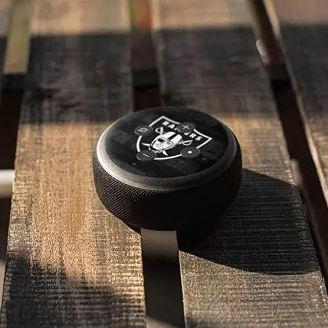 Alt view image 4 of 4 - Decal Audio Skin Compatible with Amazon Echo Dot 3 - Officially Licensed NFL Las Vegas Raiders Black & White Design