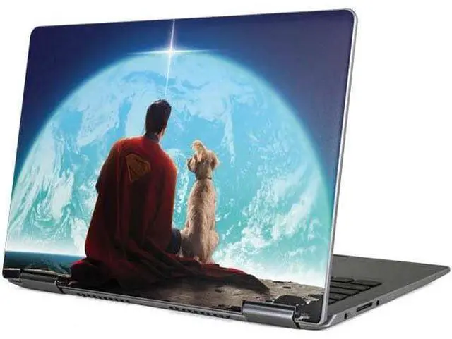 Main image of Decal Laptop Skin Compatible with Yoga 710 14in - Officially Licensed Superman 2025 Superman & Krypto Watch The Earth Design