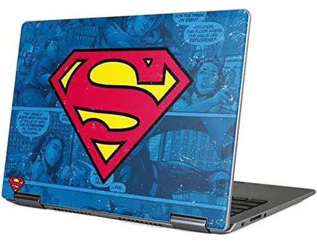 Main image of Decal Laptop Skin Compatible with Yoga 710 14in - Officially Licensed DC Comics Superman Logo Background Pattern Design