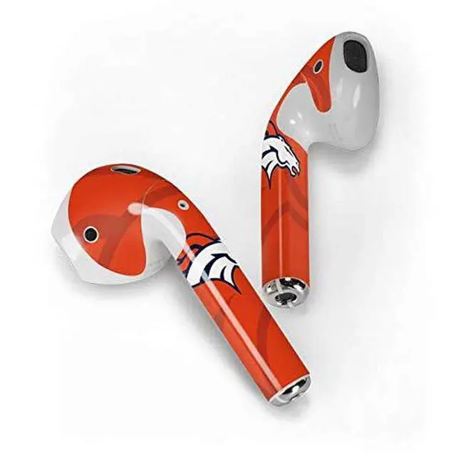 Alt view image 2 of 4 - Decal Audio Skin Compatible with Apple AirPods - Officially Licensed NFL Denver Broncos Double Vision Design