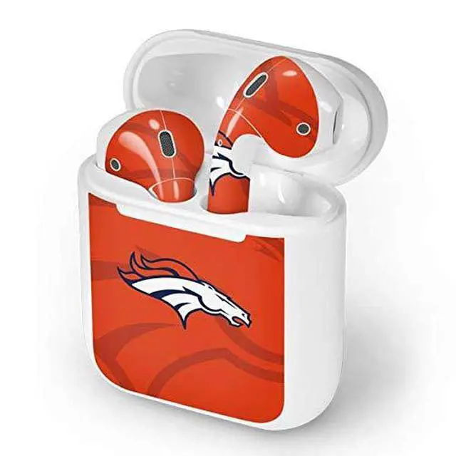 Alt view image 4 of 4 - Decal Audio Skin Compatible with Apple AirPods - Officially Licensed NFL Denver Broncos Double Vision Design
