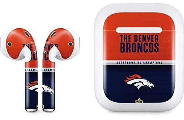 Main image of Decal Audio Skin Compatible with Apple AirPods - Officially Licensed NFL Denver Broncos Super Bowl 50 Champions Design
