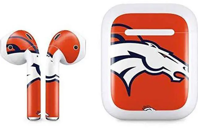 Main image of Decal Audio Skin Compatible with Apple AirPods - Officially Licensed NFL Denver Broncos Large Logo Design