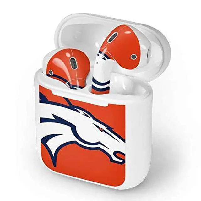 Alt view image 4 of 4 - Decal Audio Skin Compatible with Apple AirPods - Officially Licensed NFL Denver Broncos Large Logo Design