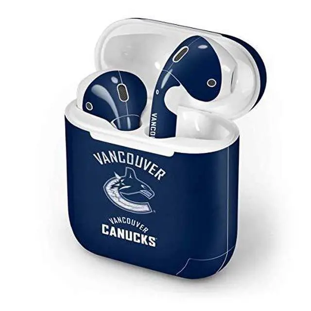 Alt view image 4 of 4 - Decal Audio Skin Compatible with Apple AirPods - Officially Licensed NHL Vancouver Canucks Distressed Design