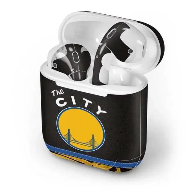 Alt view image 4 of 4 - Decal Audio Skin Compatible with Apple AirPods - Officially Licensed NBA Golden State Warriors Retro Palms Design
