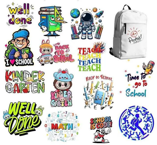 Main image of 15PCS School UV 3D Stickers 4"x4" Waterproof Back to School Teacher Appreciation Decals for Classroom, Laptops, Mugs, DIY Crafts, Kindergarten, Scrapbooking, Reward Sticker Pack
