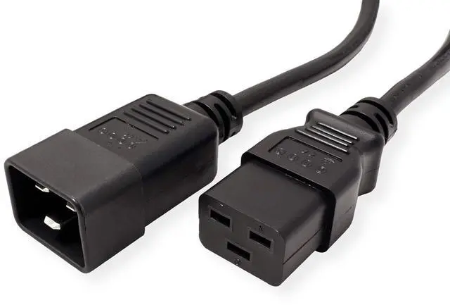 Main image of (C19 to C20) Heavy Duty High Temperature (105°C) 12AWG 20AMP Extension Cord - for Crypto Mining, PDU (Black 2 ft.)