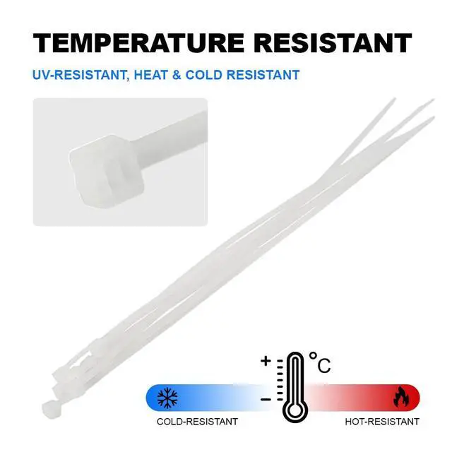 Alt view image 5 of 6 - Nylon Cable Ties, 1000Pcs 8" Self Lock Cable Zip Ties, Heavy Duty Zip Tie with 50lbs Tensile Strength, White