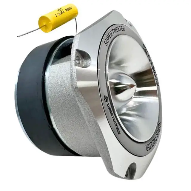 Alt view image 2 of 6 - BRCP24 Silver 4" Bullet Tweeter, 400W Peak/200W RMS, 8-Ohm Die-Cast Aluminum Body, High-Output (up to 110 dB), 4kHz-20kHz Frequency Response (Silver)